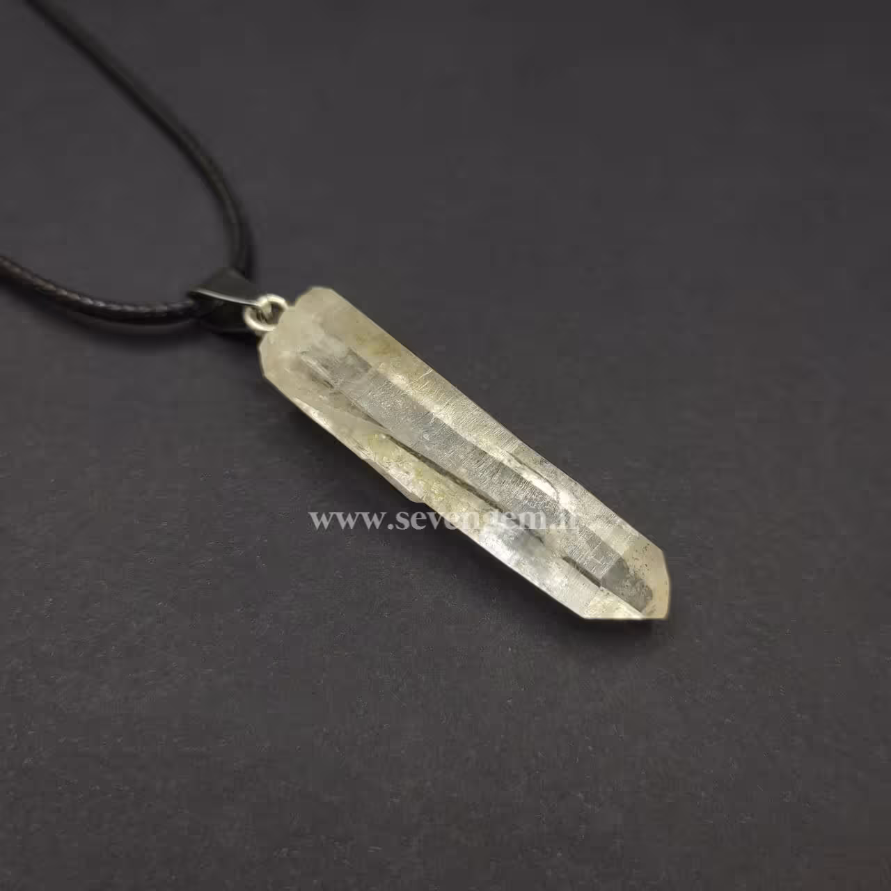 گردنبند تک بلور سنگ کریستال کوارتز (کد55)