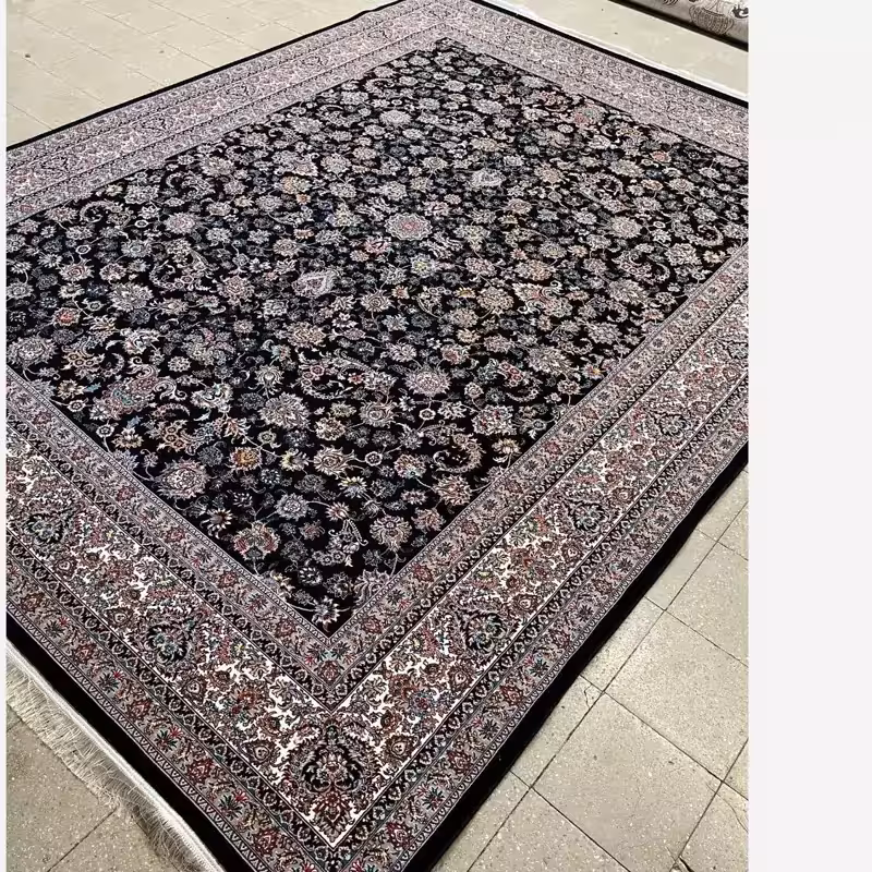 فرش 700 شانه ماشینی کاشان100درصدآکرلیک طرح افشان گلریزسرمه ای9متری(باارسال رایگان)