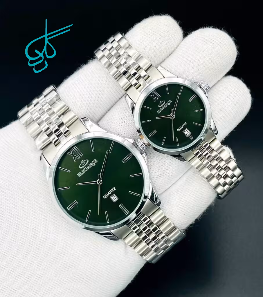 خرید ست ساعت زنانه و مردانه الگانس کلاسیک استیل موتور ژاپن کیفیت ساخت AAA رنگ ثابت کد 2117496 - ردگل