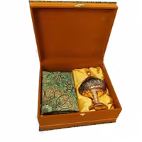 ست هدیه شکلات خوری ارتفاع 30 الماس تراش قلم سیاه و رومیزی ترمه 1*1