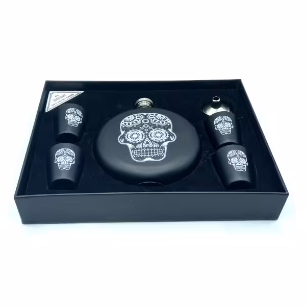 ست قمقمه جیبی چهار شات استیل مدل جمجمه کد a530364