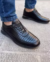 کفش چرم مردانه اسپرت کد SP054BK رنگی مشکی