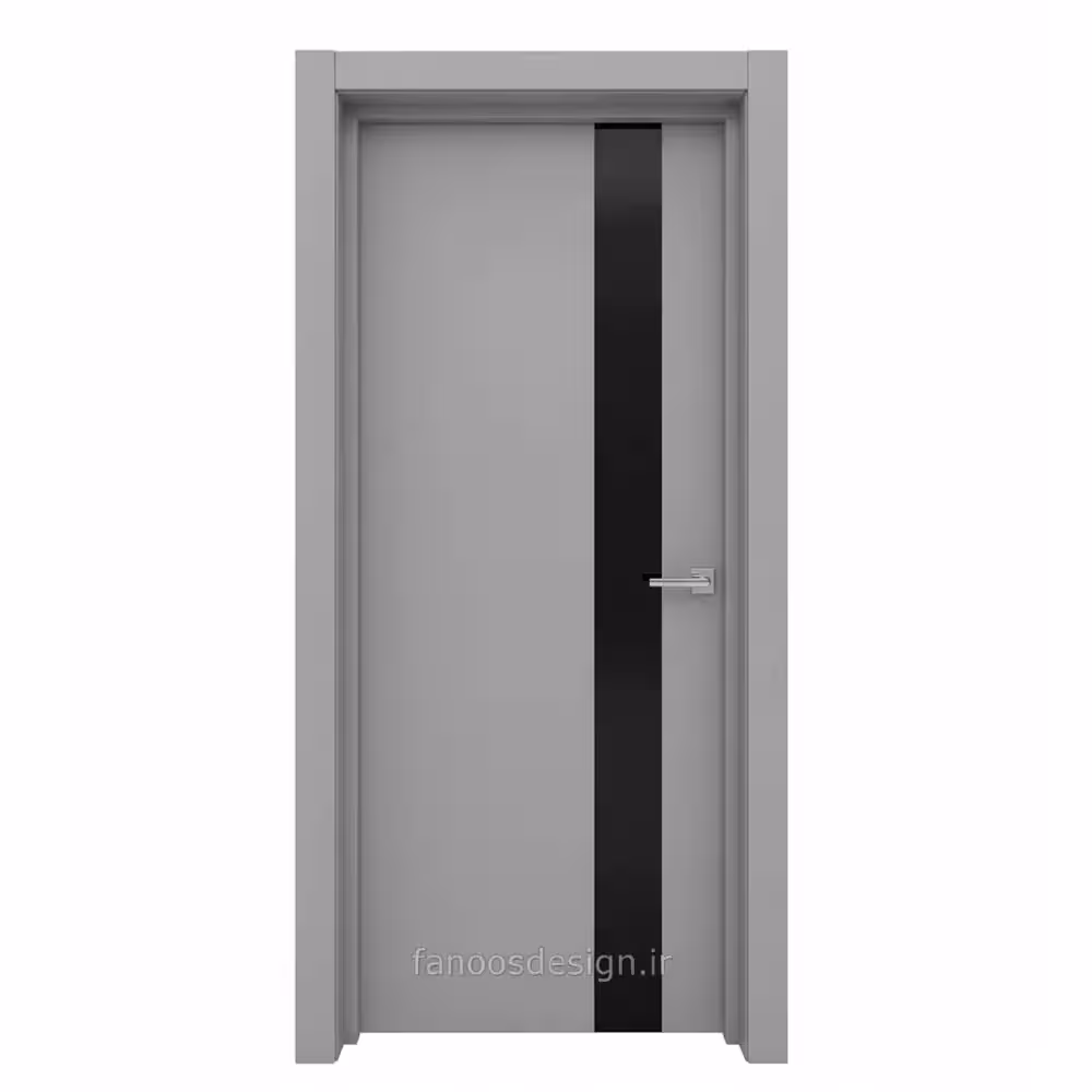 درب طوسی مدرن با نوار شیشه‌ای مشکی کد 30517