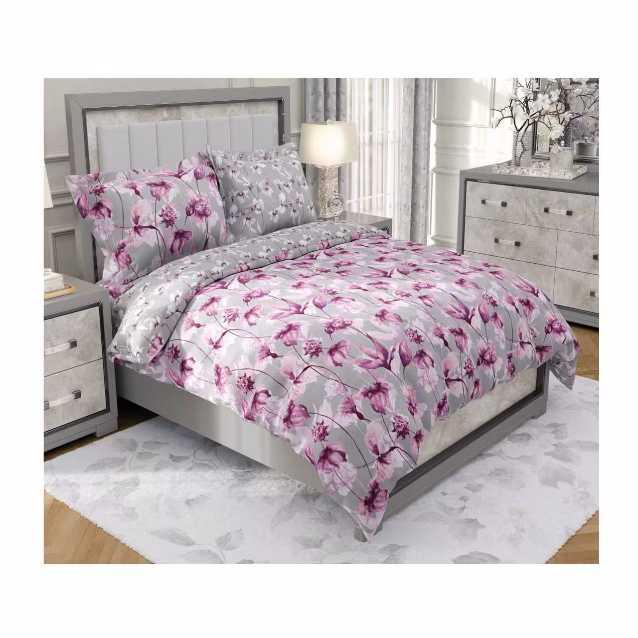 سرویس روتختی دو نفره کارینا مدل ساتین پنبه 6 تکه کد 5