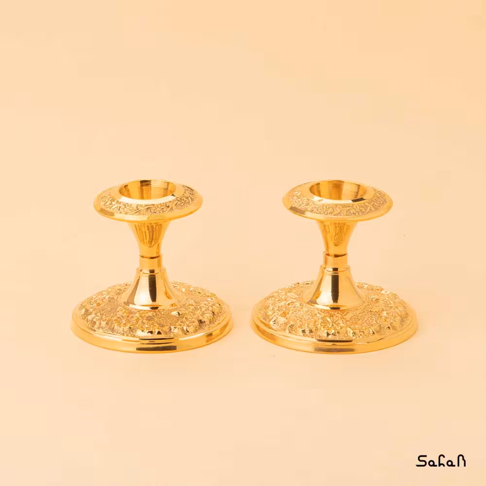 شمعدان برنجی طلایی