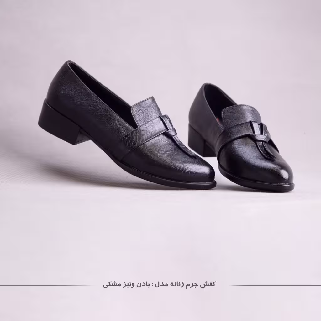 کفش چرم رسمی اداری زنانه مدل بادنا ونیز رنگ مشکی سایز 37 تا 41