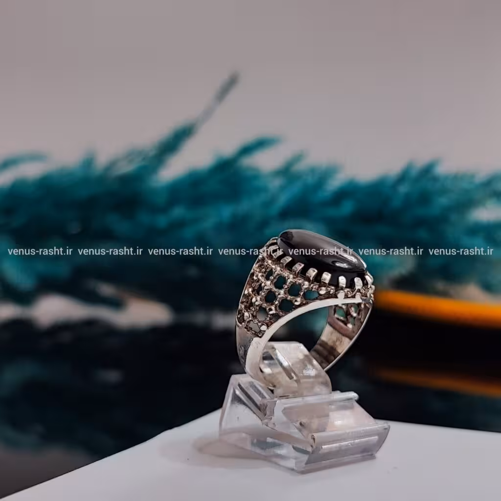 انگشتر نقره مردانه سنگ اونیکس