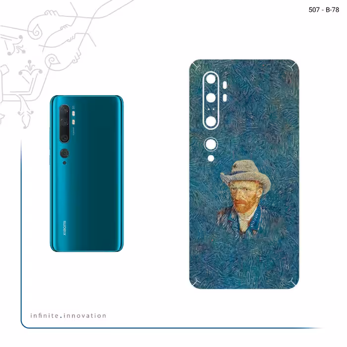 برچسب پوششی ماهوت مدل Self portrait with a gray felt hat مناسب برای گوشی موبایل شیائومی Mi Note 10