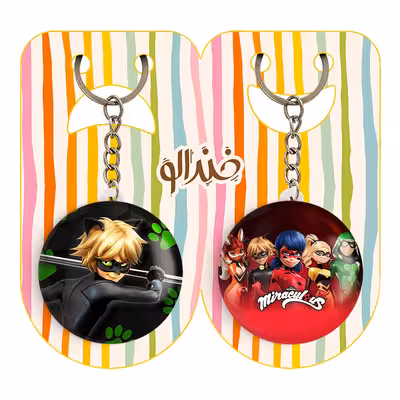 جاکلیدی خندالو مدل دختر کفشدوزکی و پسر گربه ای کد 34793480 مجموعه 2 عددی