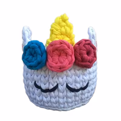 سبد قلاب بافی تریکو طرح یونیکورن کد 6 مجموعه 3 عددی