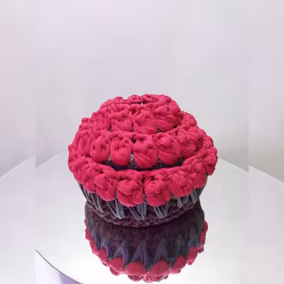 سبد قلاب بافی تریکو مدل گلدان لاله کد 23 مجموعه 3 عددی