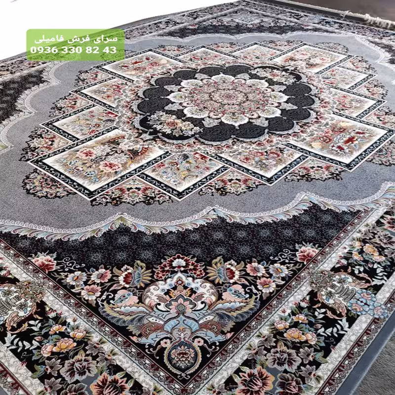 فرش ماشینی طرح ناردون رنگ دودی اصل 700شانه 6متری 