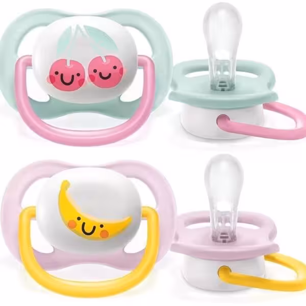 پستانک اونت اولترا ایر تکی 0 تا 6 ماه avent ultra air طرح موز و آلبالو