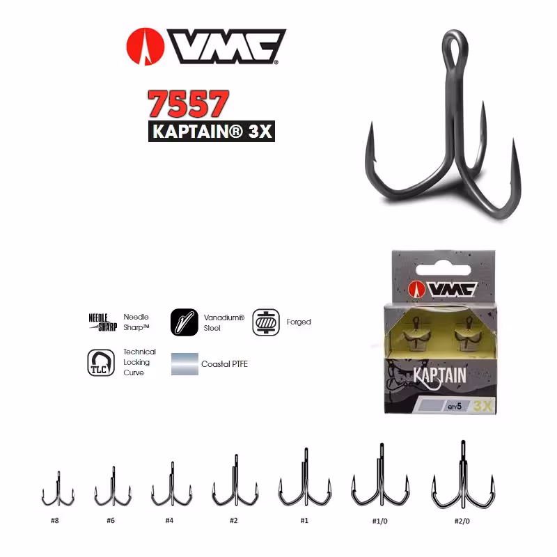 قلاب ماهیگیری سه شاخ VMC KAPTAIN 7557 3X NEW 2024