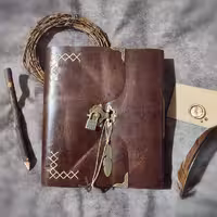 دفتر چرمی قفلدار بزرگ ، 22/5 در 20 ، 200 برگ کاغذ نخودی رنگ ، قفلدار