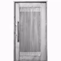 درب حیاط آهنی مدرن طوسی تیره با طرح کرکره‌ای عمودی – کد 30168