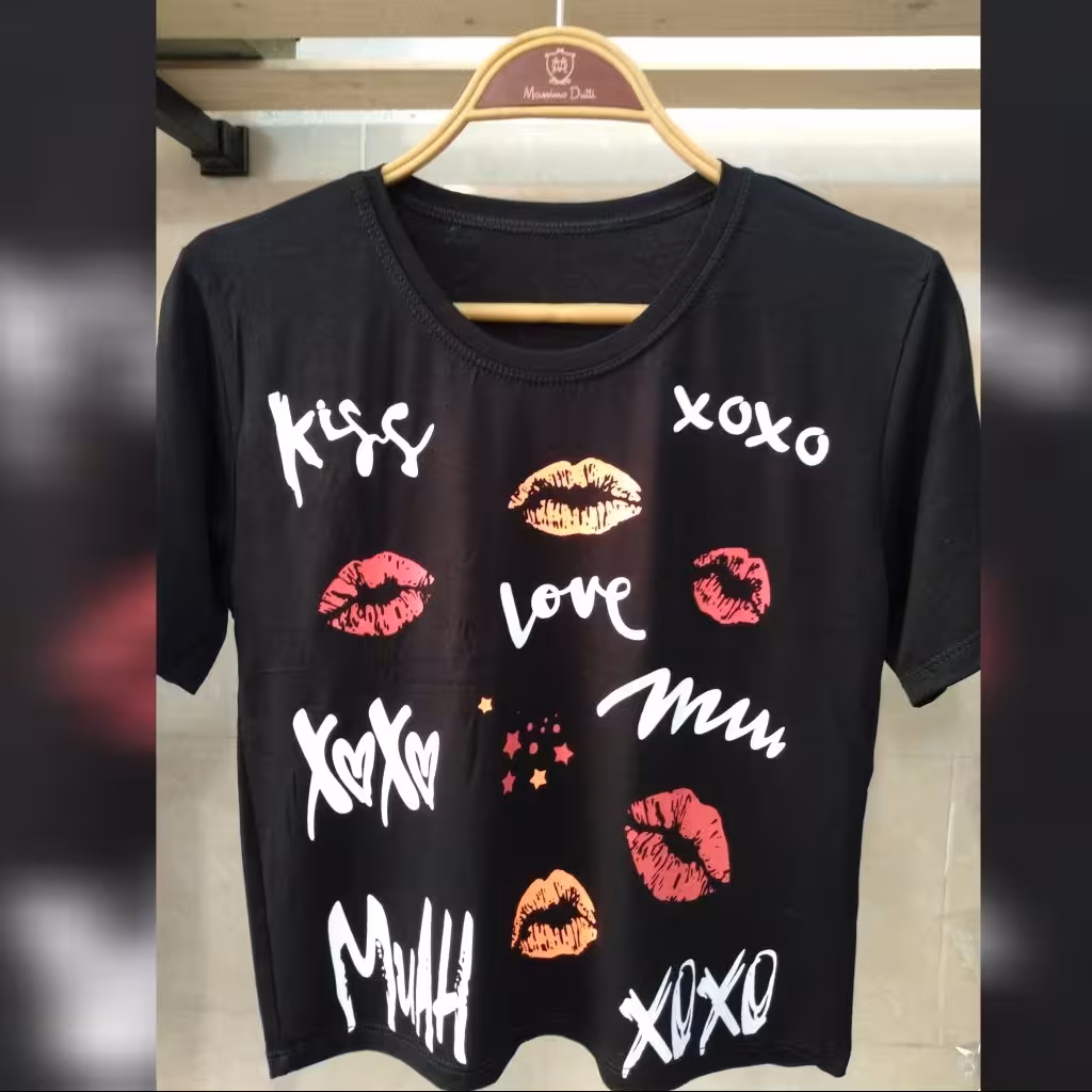 کراپ تیشرت زنانه لاو عمده در بسته های 6 عددی