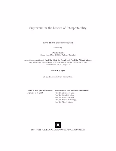 خرید و دانلود نسخه کامل کتاب Supremum in the Lattice of Interpretability [MSc Thesis]