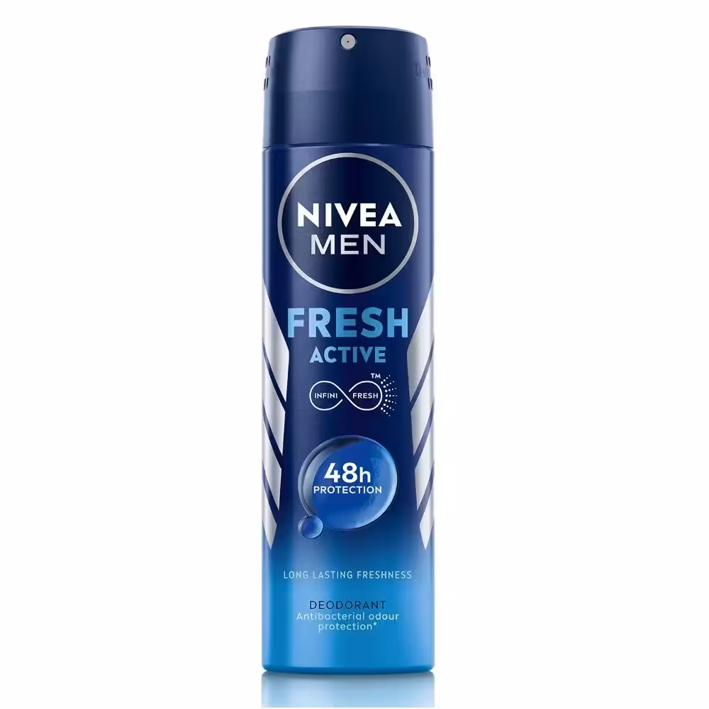 اسپری دئودرانت نیوا مردانه 150 میلی لیتر ( غیر پودری )  Nivea men Spray Fresh active 48H protection