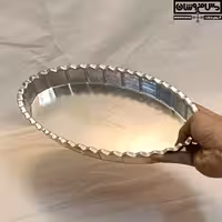 مجمع مسی بیضی چکشی زنجان لبه دار نانو | سایز 2 _ قطر 23*40 | دیس ظروف پذیرایی مسی مدل شوکا