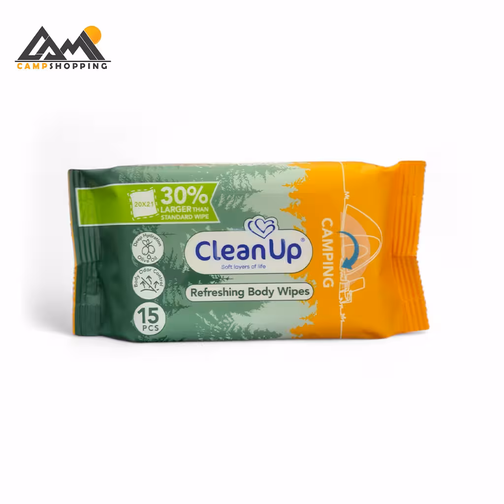 دستمال مرطوب بدن کلین آپ مدل کمپینگ – 15 عددی