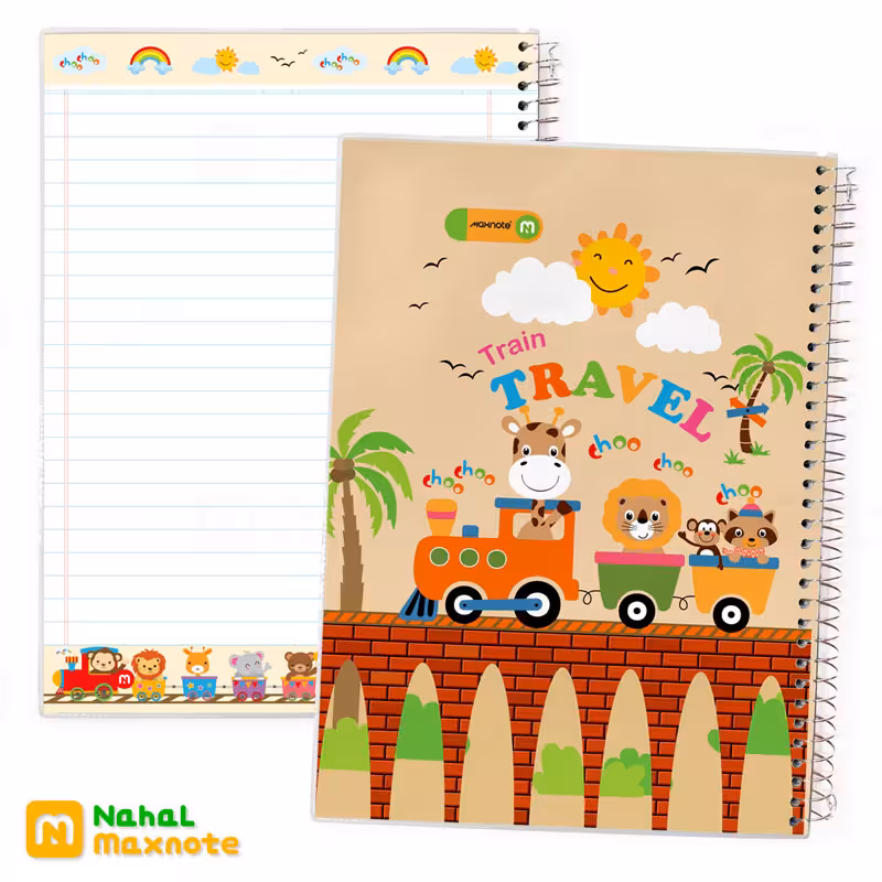 دفتر 100 برگ سیمی طلقی رنگی رنگی کارتونی کد 9125.طرح 3