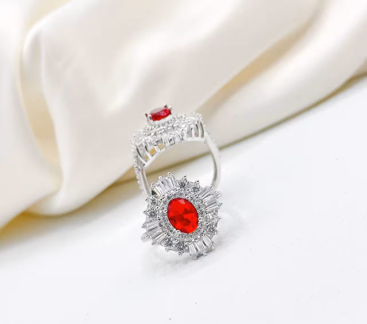 انگشتر جواهری یاقوت سرخ نقره زنانه کد 10877