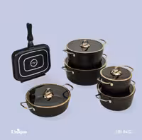 سرویس قابلمه 12پارچه مشکی فلورانس درب فلت یونیک کد UN-8422