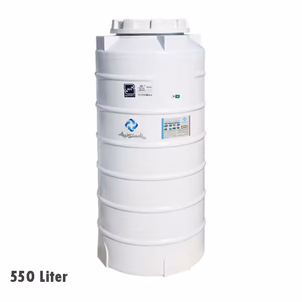 مخزن عمودی بلند پلاستونیک 550 لیتری تک لایه