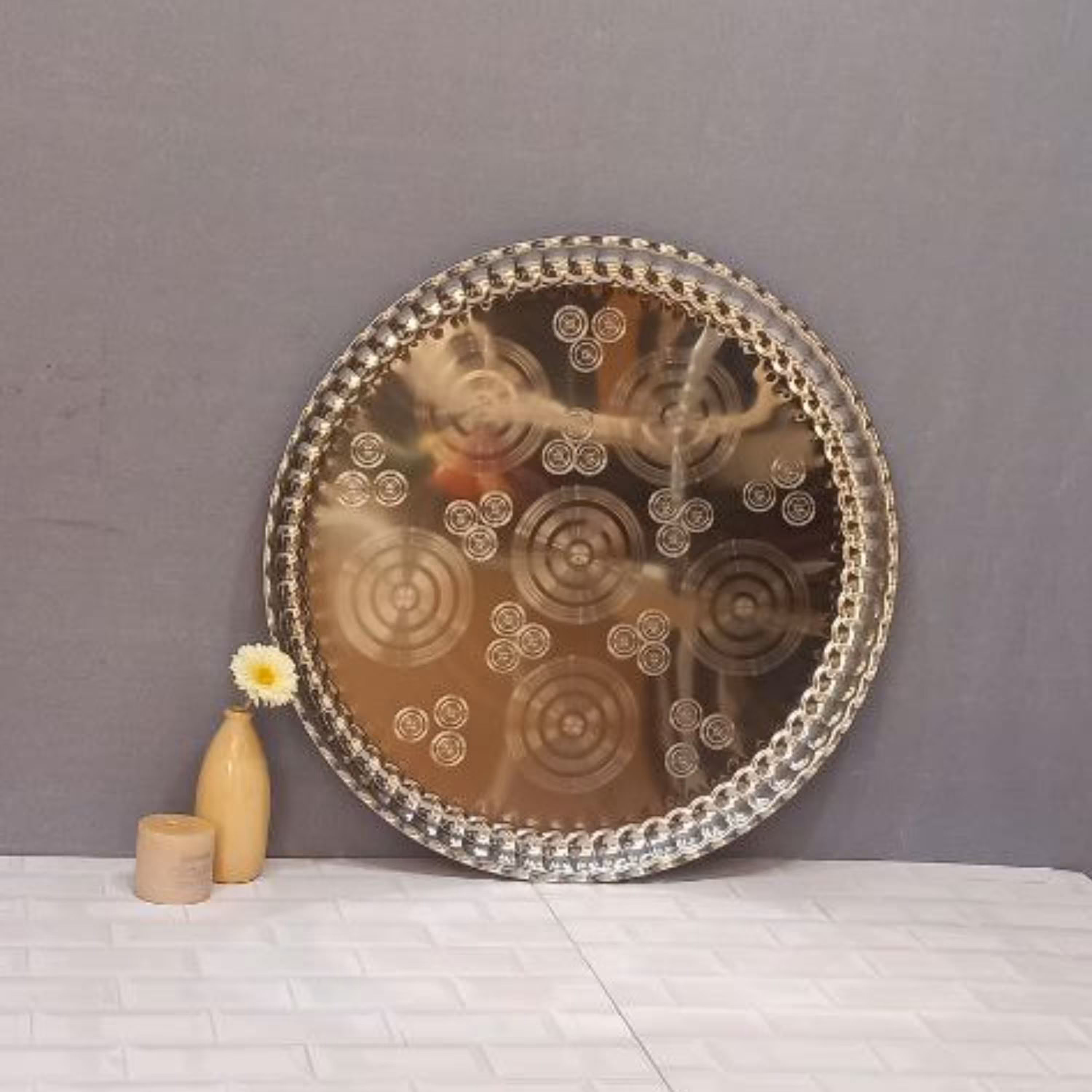سینی سایز 90کنگره دار جنس آهن آبکاری استیل درجه یک باکیفیت بالا مقاوم طراحی خاص قطر 57