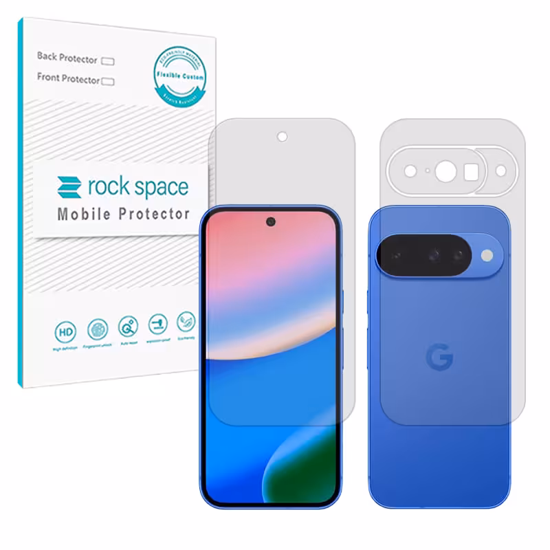 گلس صفحه نمایش و پشت گوشی گوگل Pixel 10 مدل نانو هیدروژل شفاف برند راک اسپیس کد SS