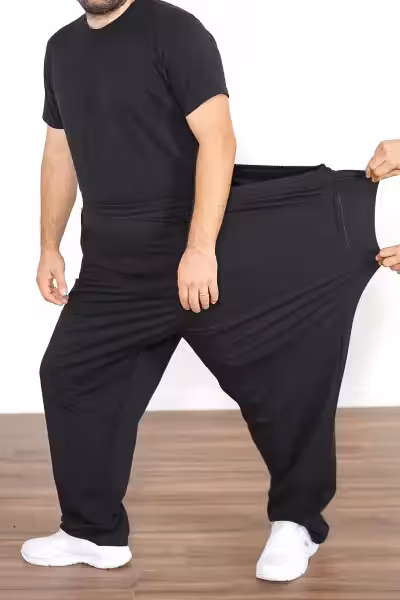 شلوار ورزشی سایز بزرگ جیب‌دار با پارچه نرم ترک - 12522