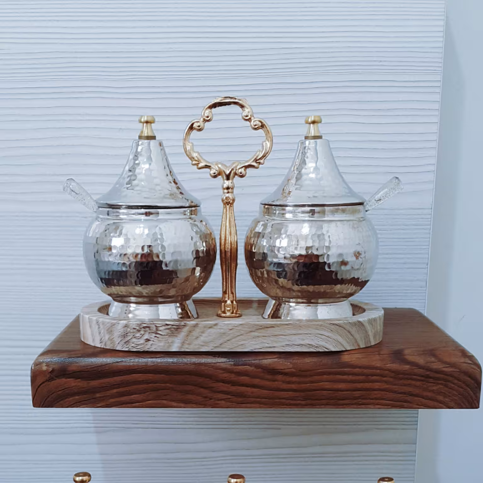 ست جاادویه  مسی 2تایی کروم شده طرحدار 