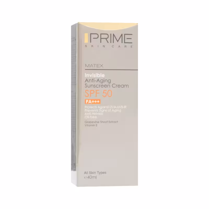 کرم ضد آفتاب جوان کننده SPF50 بی رنگ پرایم