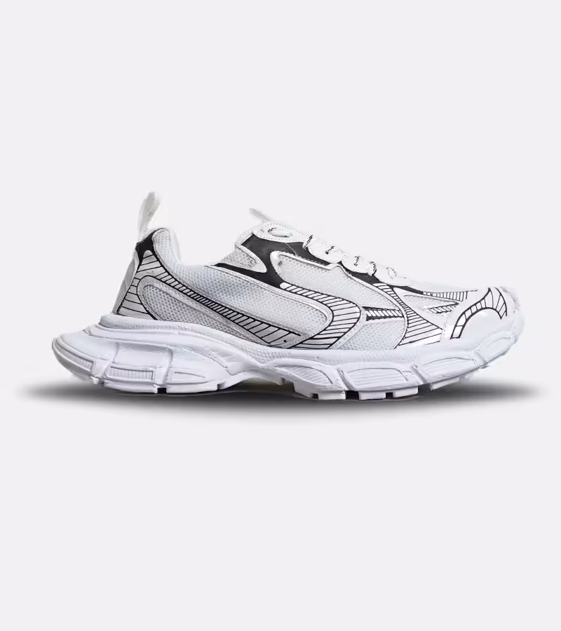 کفش کتانی مردانه و زنانه سفید مشکی Balenciaga 3XL مدل 6025