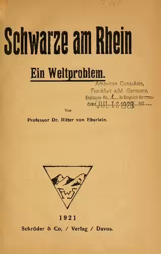 خرید و دانلود نسخه کامل کتاب Schwarze am Rhein ; ein Weltproblem Französisch-deutsche Schrift u Gegenschrift