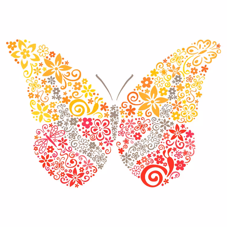 استیکر پارچه و لباس مدل دی تی اف طرح پروانه گل کد H15.20 مجموعه 4 عددی