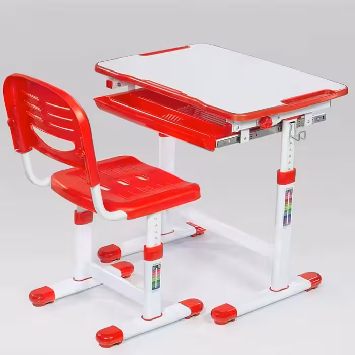 میز تحریر دبستانی با پایه های قابل تنظیم رنگ قرمز