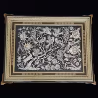 تابلو قلمزنی با قاب خاتم کاری ترنج 70در90