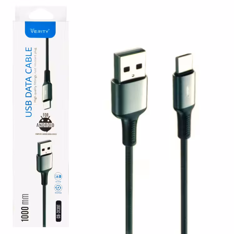 کابل دیتا و شارژ Type-C VERITY مدل 3139 مشکی