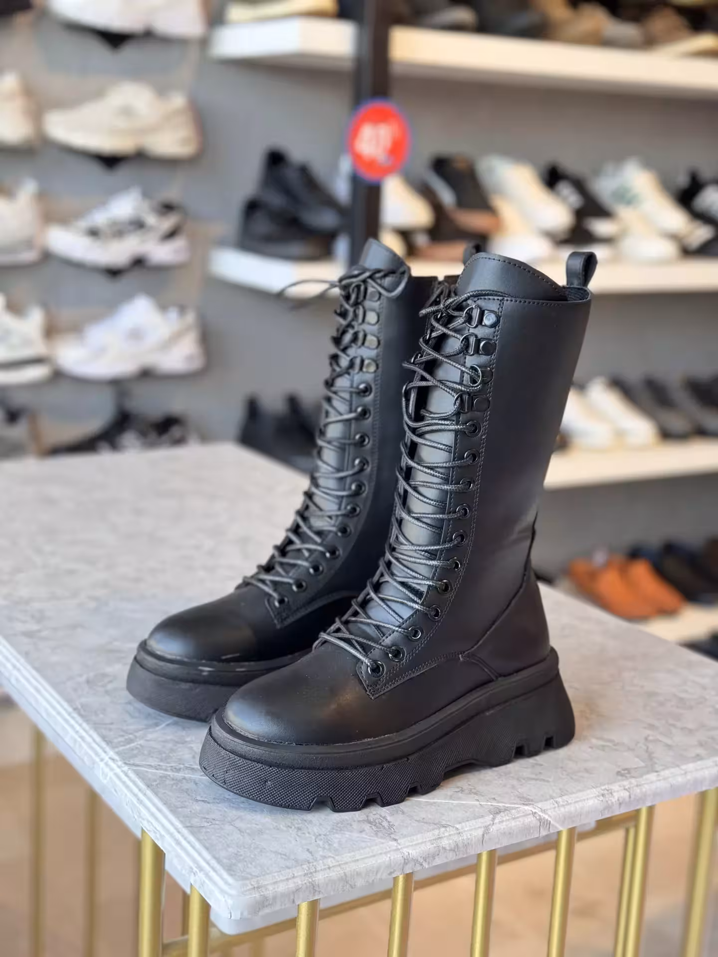 نیم بوت بند دار ساق بلند بندی کد N4-101 رنگ مشکی سایز 40