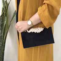 کیف زنانه مجلسی کوچک مشکی مخمل مدل طاووس(دستساز)