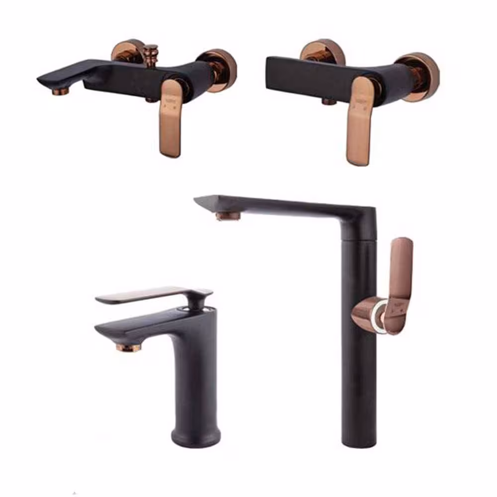 ست شیر آلات راسان مدل آوات رنگ مشکی رز گلد