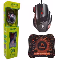ماوس گیمینگ PNET مدل GM-15 همراه با ماوس پد