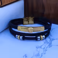 دستبند ورساچه چرمی سه دور اسپرت