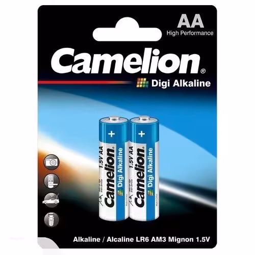 باتری آلکالاین قلمی کملیون Digi بسته 2 تایی اندازه AACamelion AA Alkaline Digi Batteries 2 Pack
