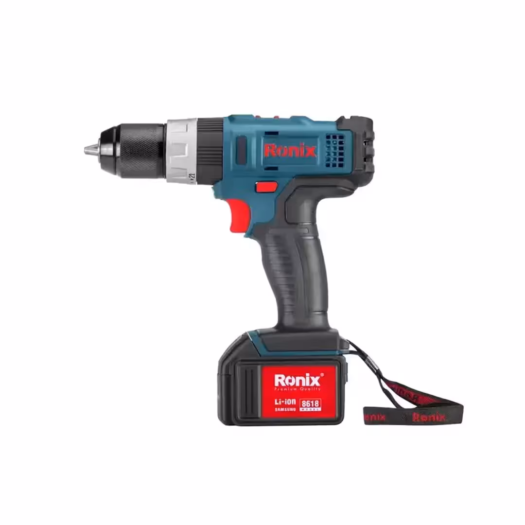 دریل پیچ گوشتی چکشی شارژی 18 ولت 8618 رونیکس