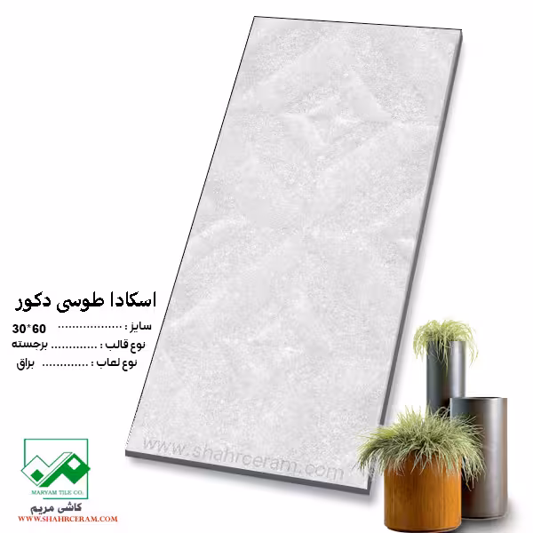 سرامیک اسکادا طوسی دکور 60*30 کاشی مریم