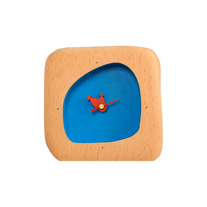 ساعت رومیزی  پرکار چوبی ساده (آبی)