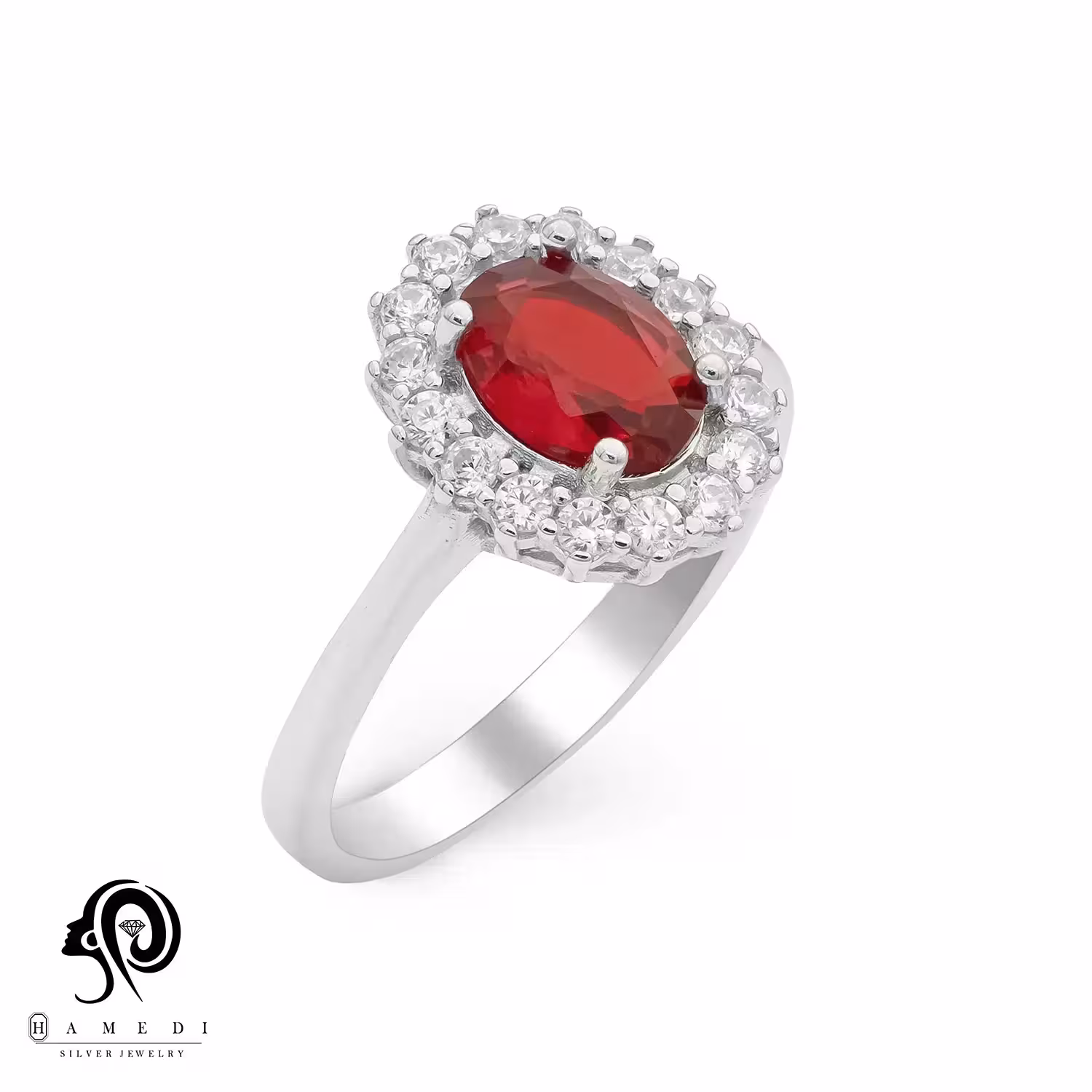 انگشتر نقره زنانه نگین رنگی مدل RI R158